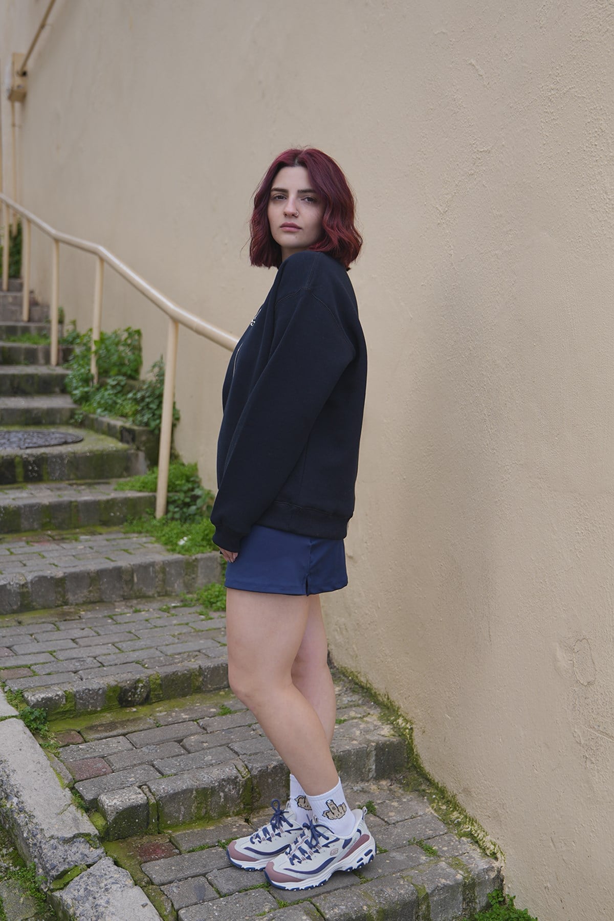 Oversize Kadın Sweatshirt Lacivert