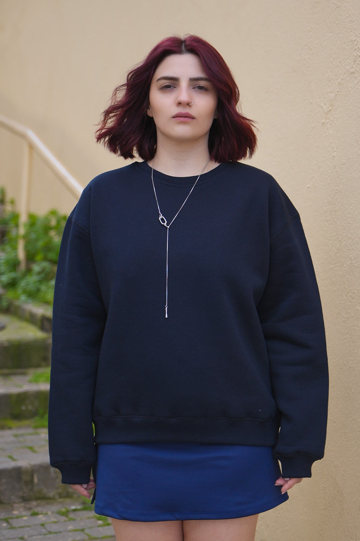 Oversize Kadın Sweatshirt Lacivert