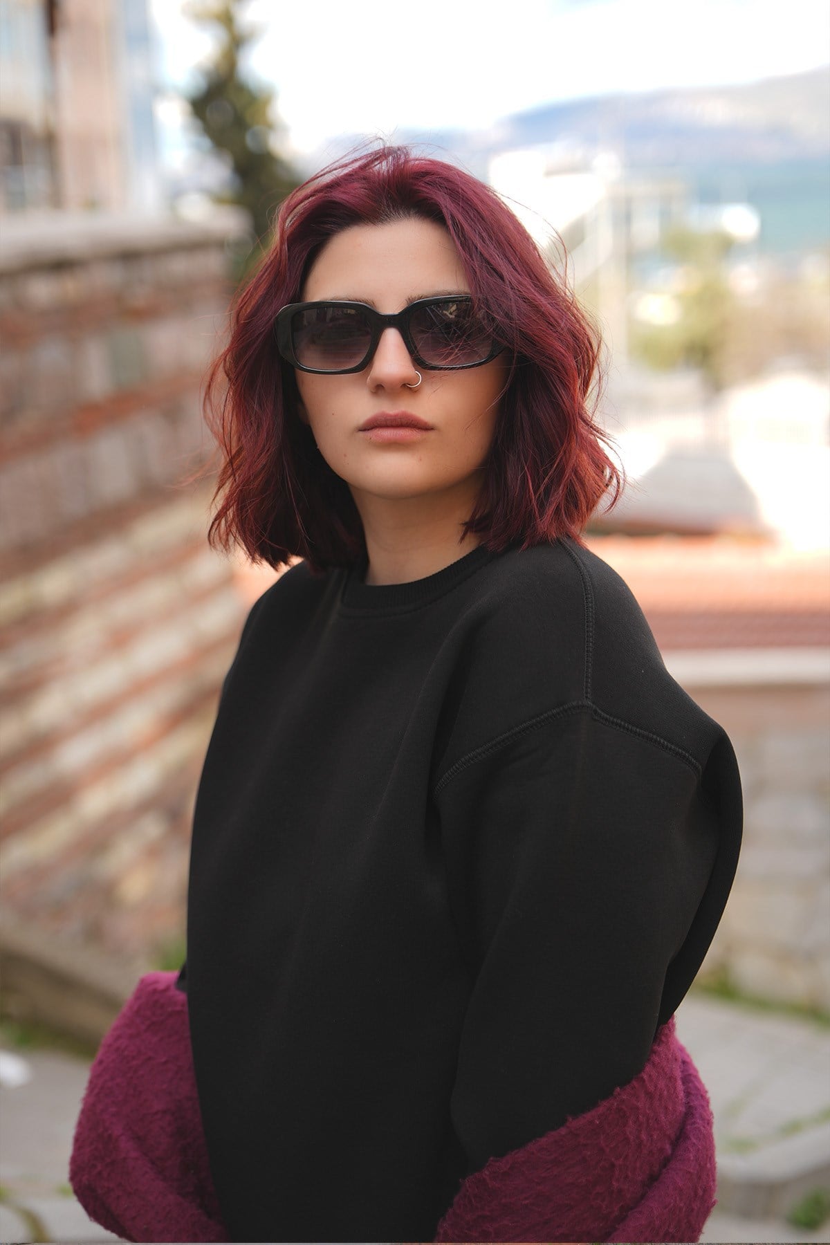 Oversize Kadın Sweatshirt Siyah