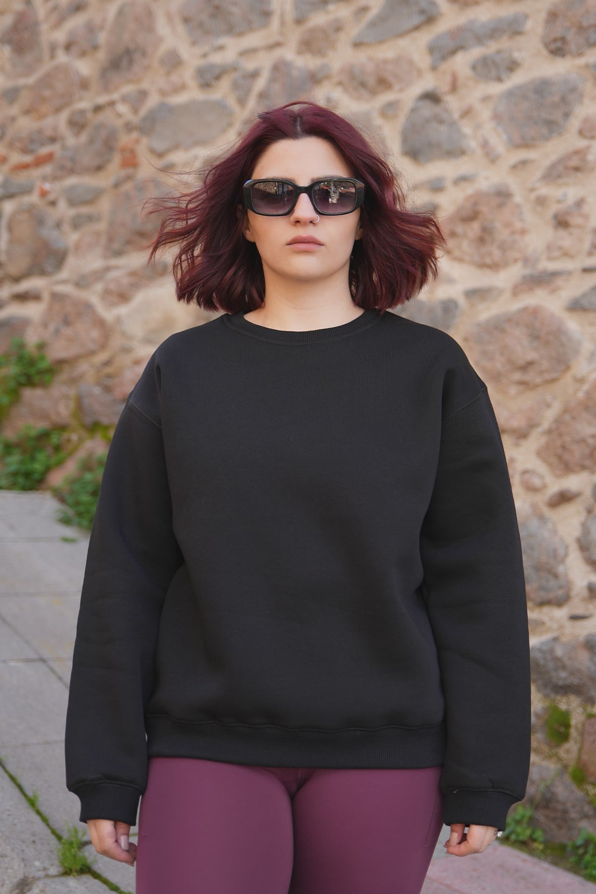 Oversize Kadın Sweatshirt Siyah