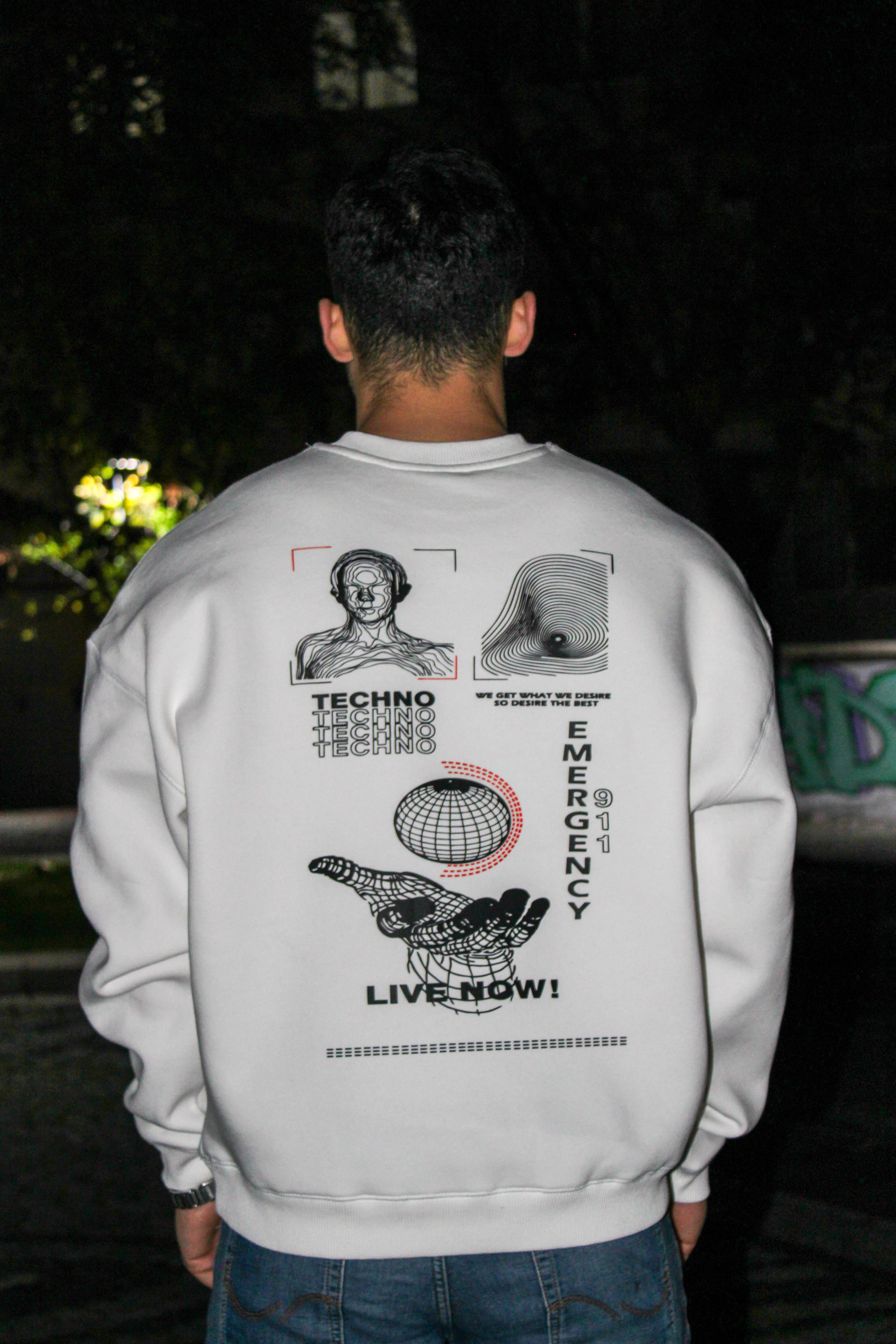 Techno Oversize Erkek Sweat