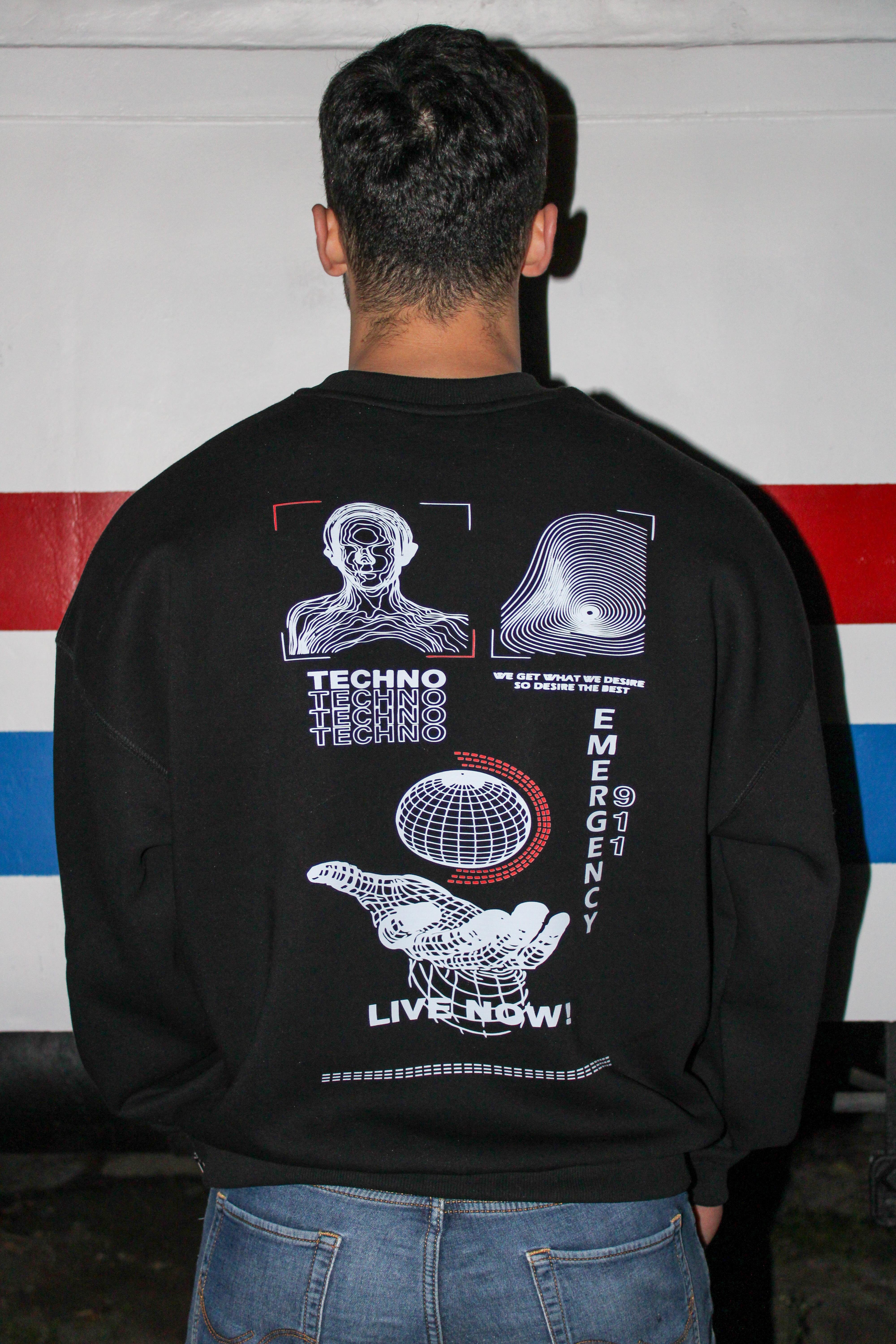 Techno Oversize Erkek Sweat