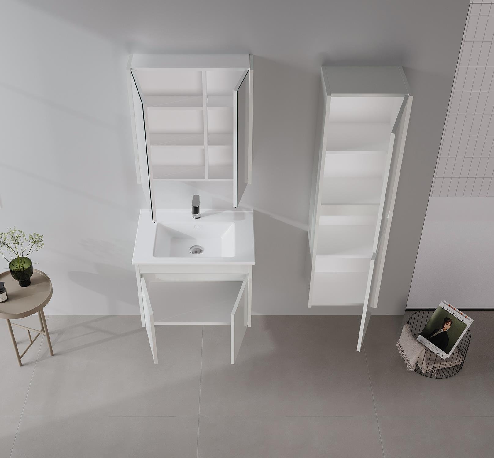 Arno 65 cm Kapaklı Banyo Dolabı Takımı