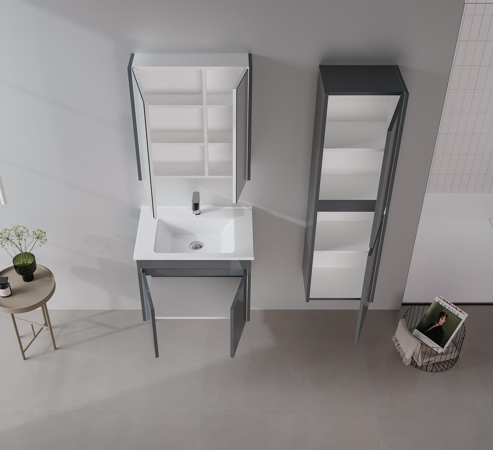 Arno 65 cm Kapaklı Banyo Dolabı Takımı