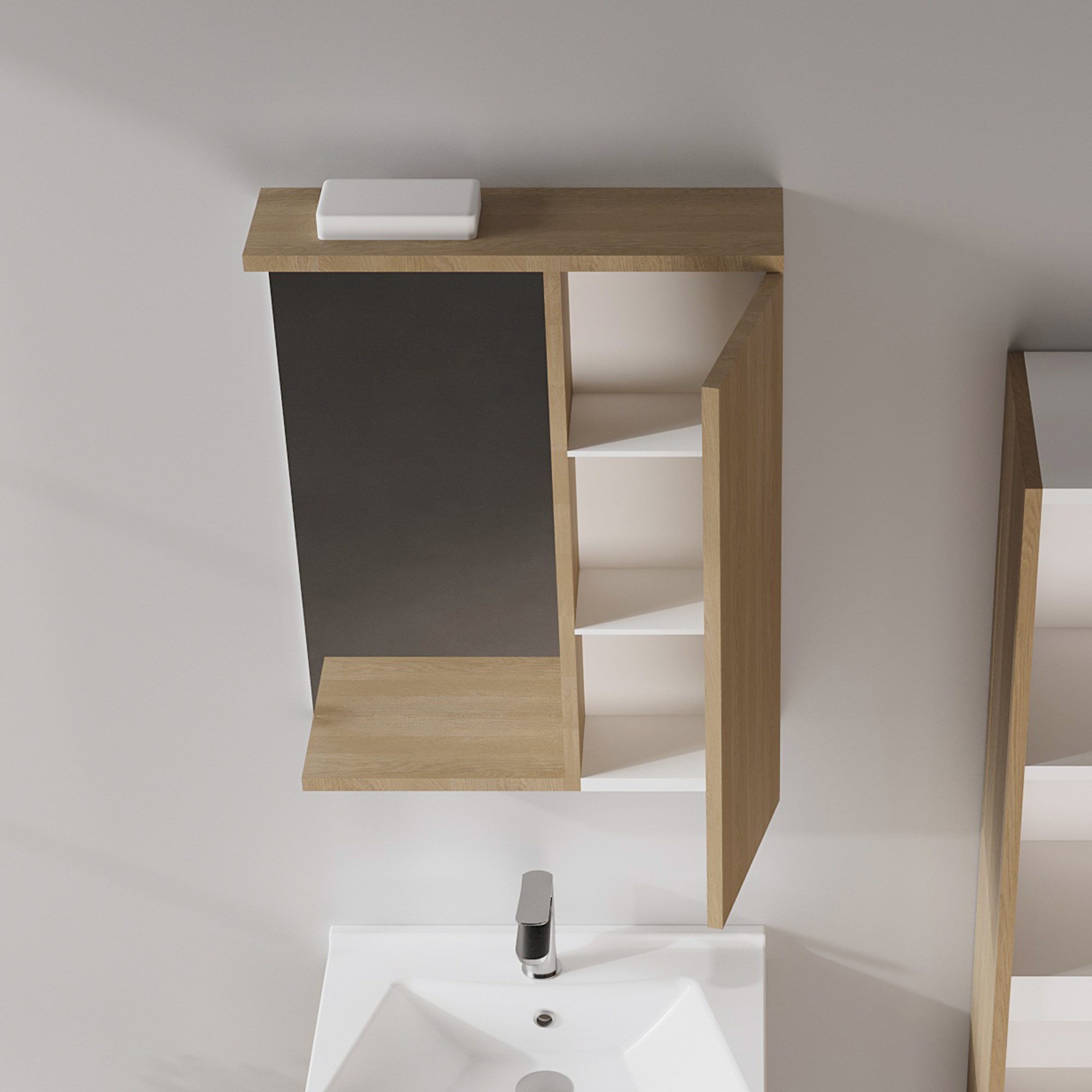 Purus 56 cm Banyo Üst Ayna Dolabı (Spot Aynalı)