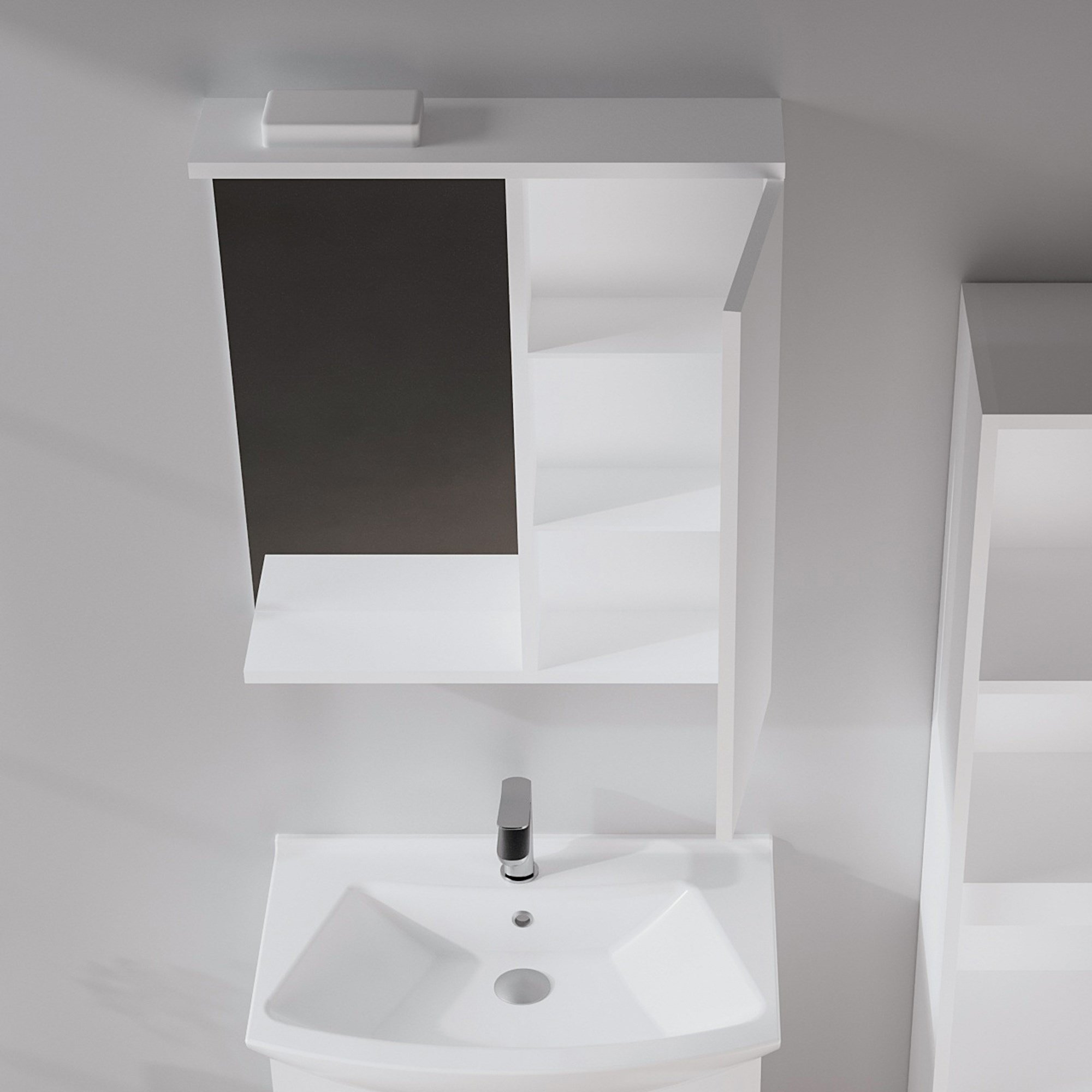Purus 63 cm Banyo Üst Ayna Dolabı (Spot Aynalı)
