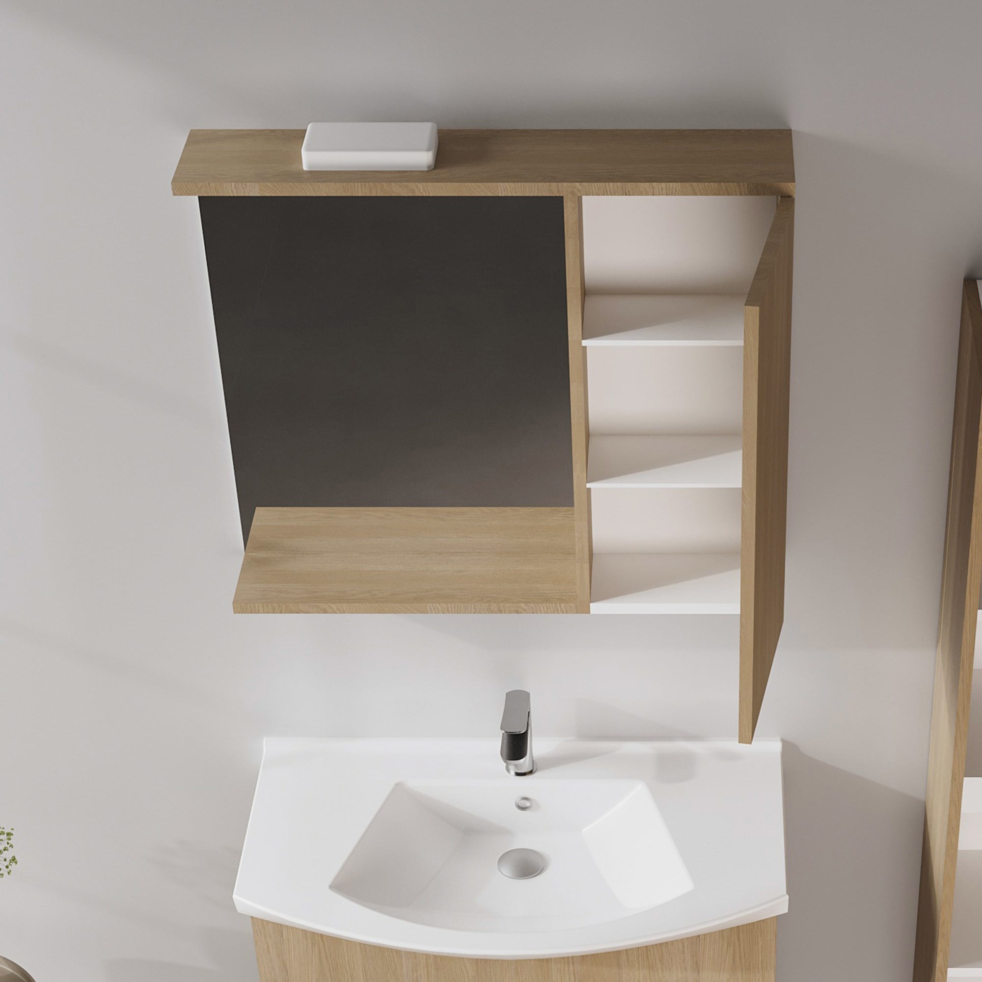 Purus 75 cm Banyo Üst Ayna Dolabı (Spot Aynalı)