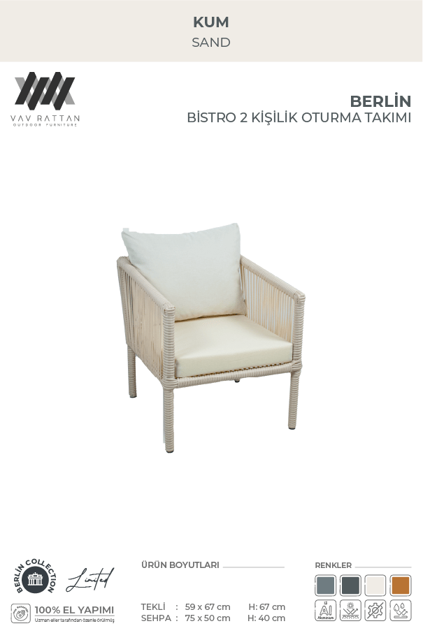 Berlin 2 Kişilik Oturma Takımı