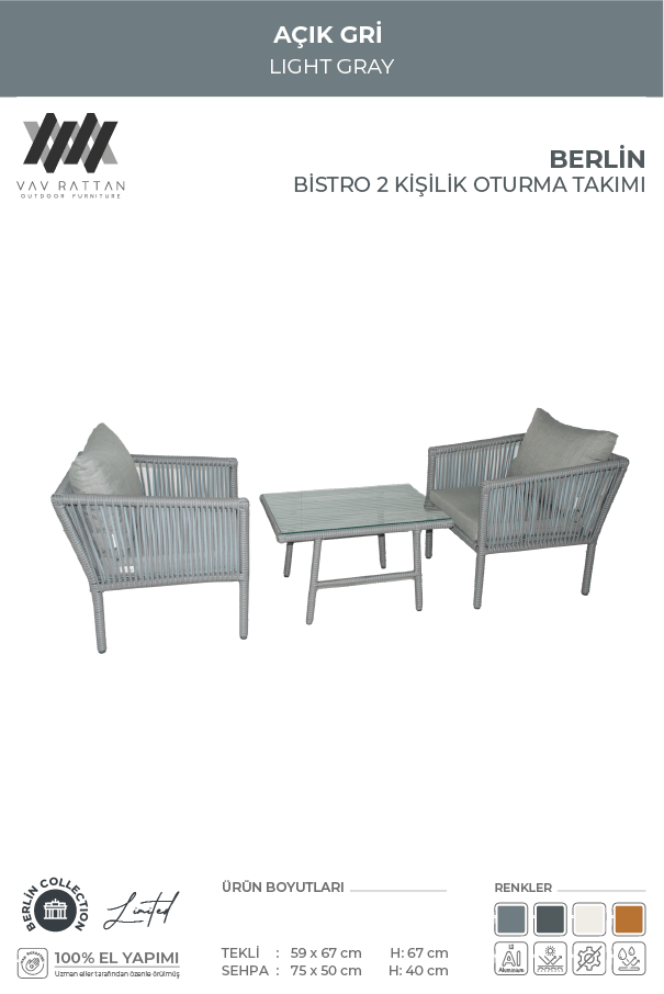 Berlin 2 Kişilik Oturma Takımı