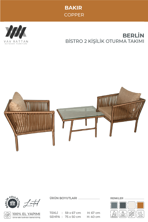 Berlin 2 Kişilik Oturma Takımı