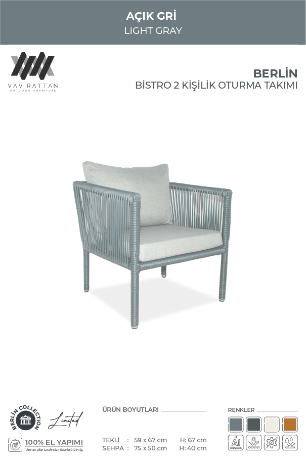 Berlin 2 Kişilik Oturma Takımı