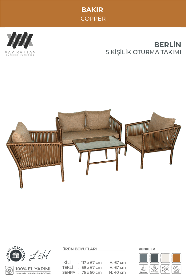 Berlin 5 Kişilik Oturma Takımı