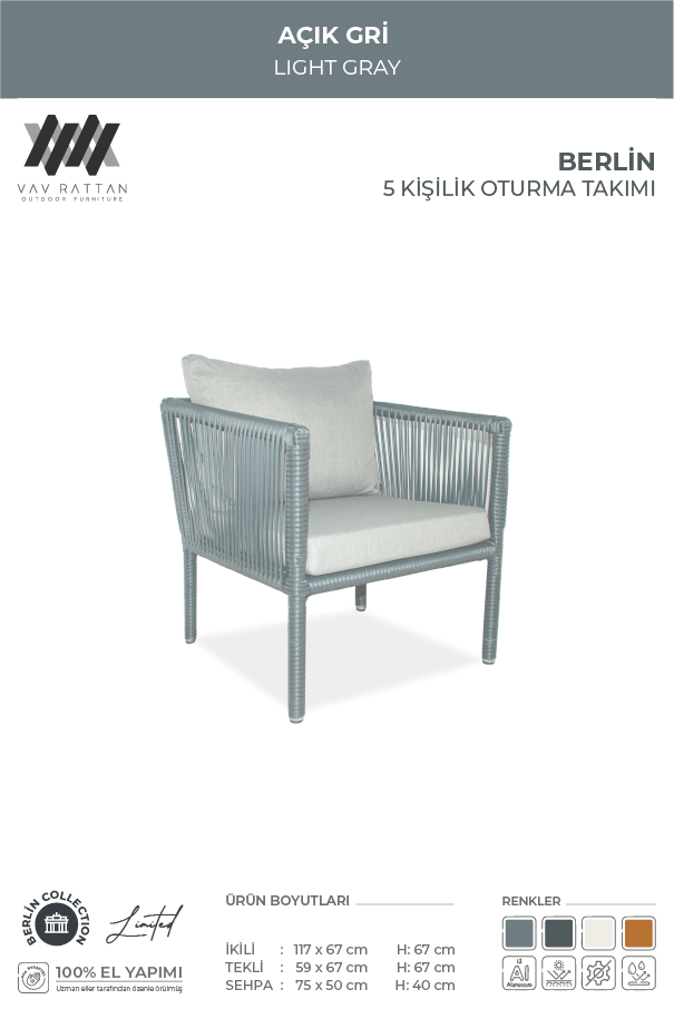 Berlin 5 Kişilik Oturma Takımı