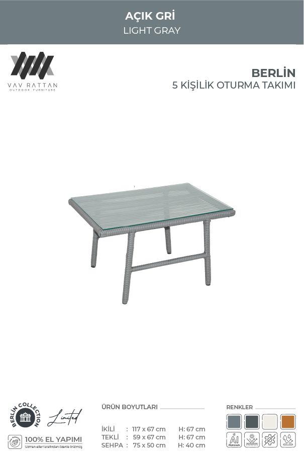 Berlin 5 Kişilik Oturma Takımı