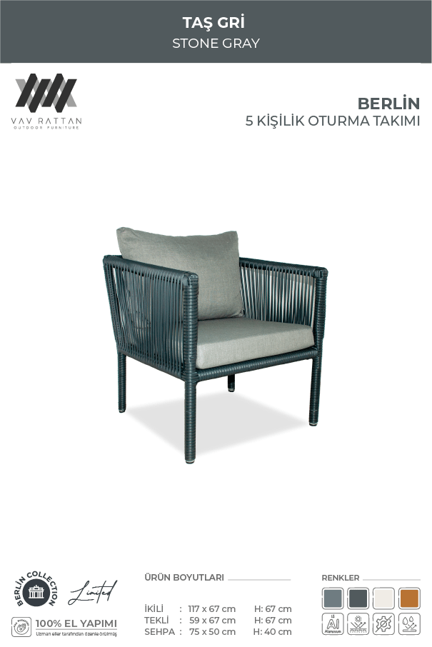 Berlin 5 Kişilik Oturma Takımı