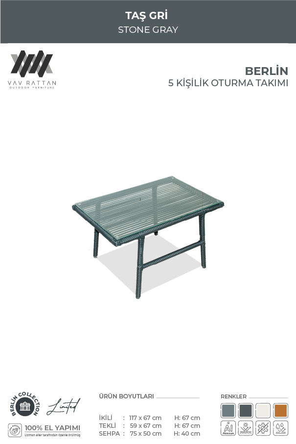 Berlin 5 Kişilik Oturma Takımı