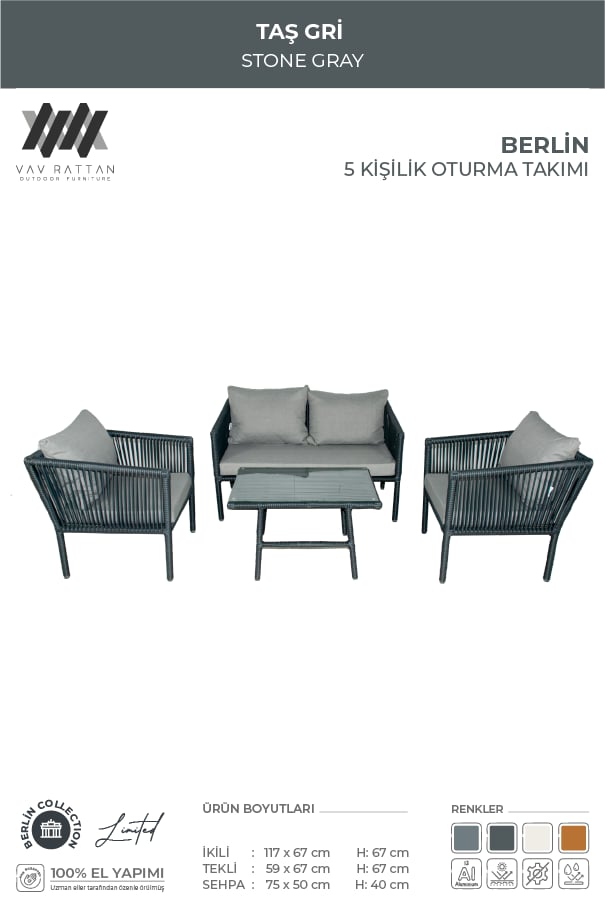 Berlin 5 Kişilik Oturma Takımı
