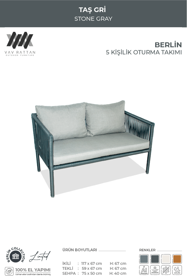 Berlin 5 Kişilik Oturma Takımı