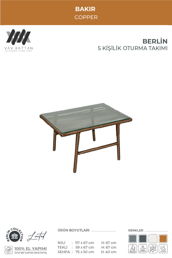 Berlin 5 Kişilik Oturma Takımı