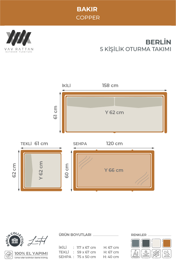 Berlin 5 Kişilik Oturma Takımı