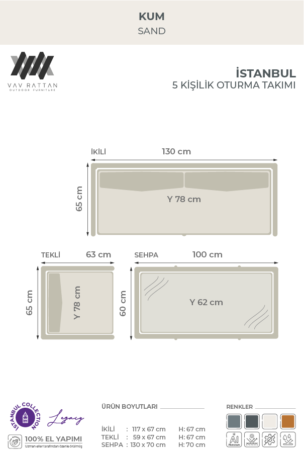 İstanbul 5 Kişilik Oturma Takımı