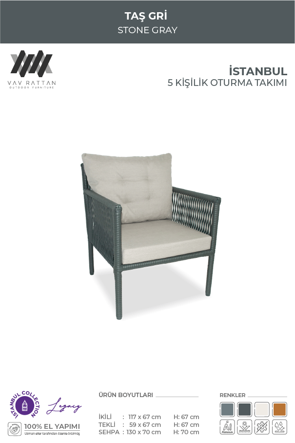 İstanbul 5 Kişilik Oturma Takımı