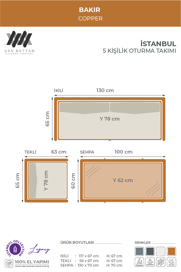 İstanbul 5 Kişilik Oturma Takımı