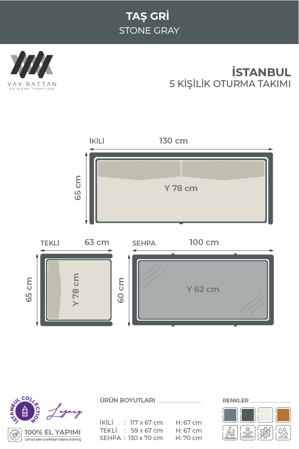 İstanbul 5 Kişilik Oturma Takımı