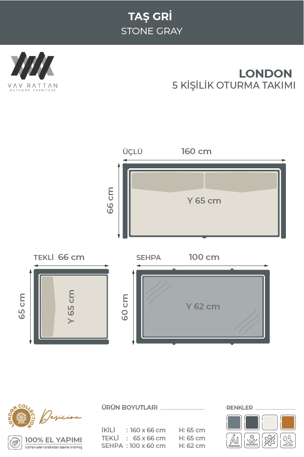 London 5 Kişilik Oturma Takımı