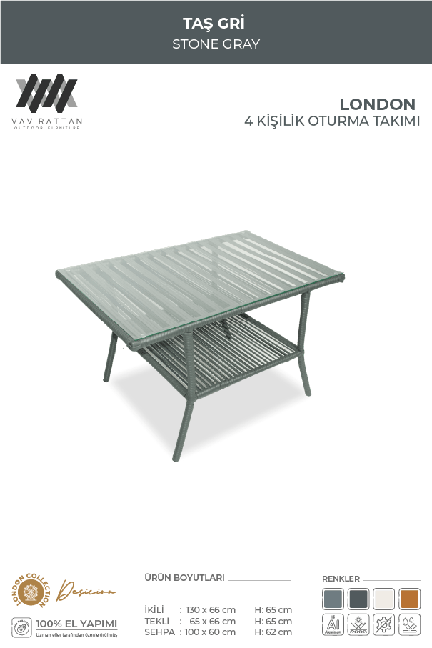 London Oturma Takımı - Taş Gri