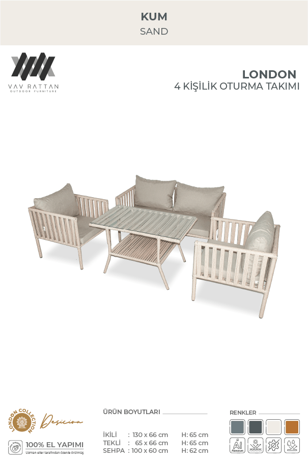 London Oturma Takımı - Taş Gri