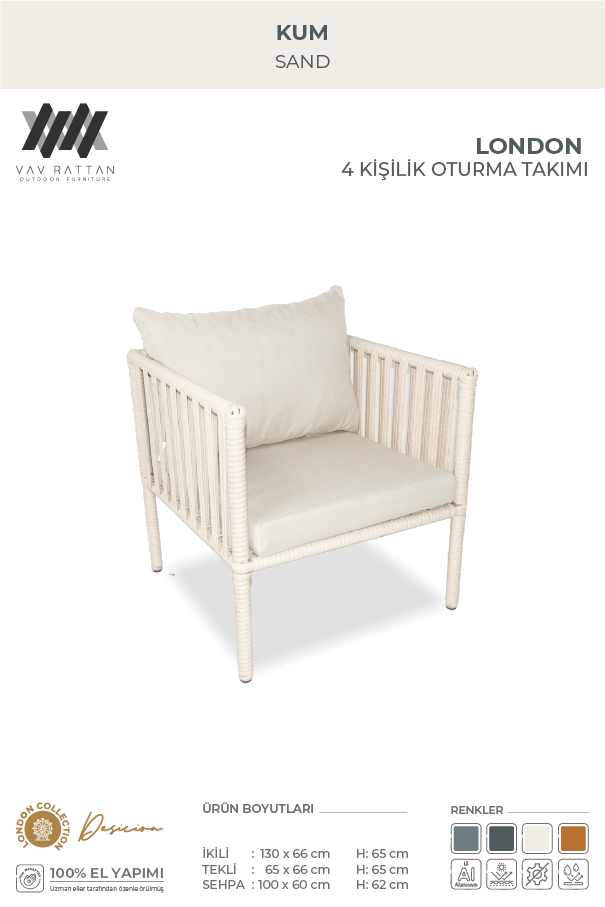 London Oturma Takımı - Taş Gri