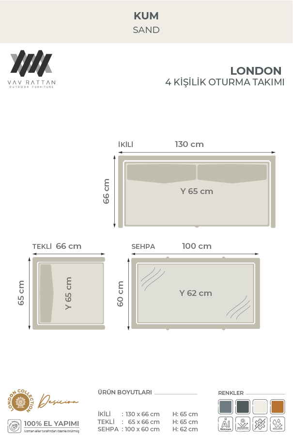 London Oturma Takımı - Taş Gri