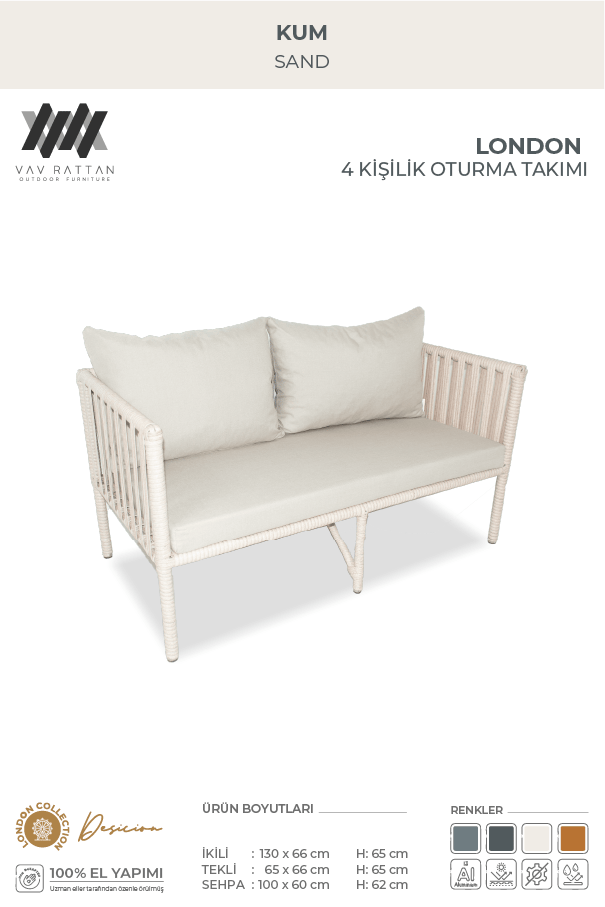 London Oturma Takımı - Taş Gri