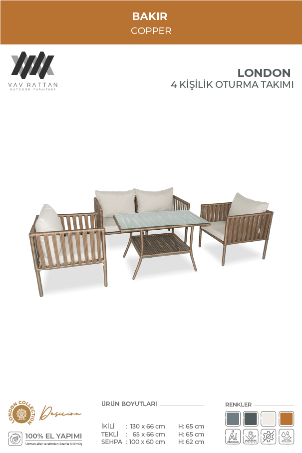 London Oturma Takımı - Taş Gri
