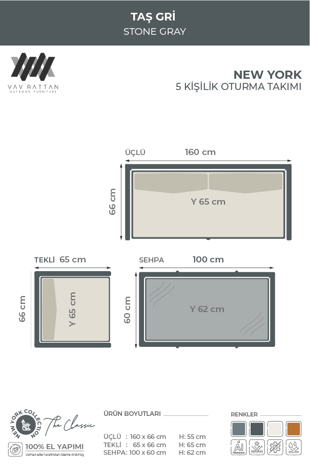 New York 5 Kişilik Oturma Takımı