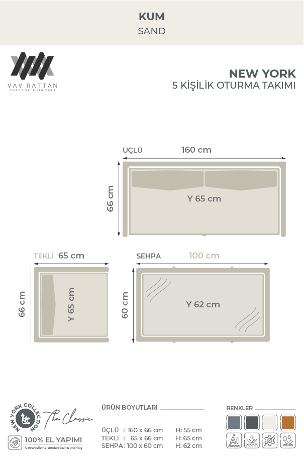 New York 5 Kişilik Oturma Takımı