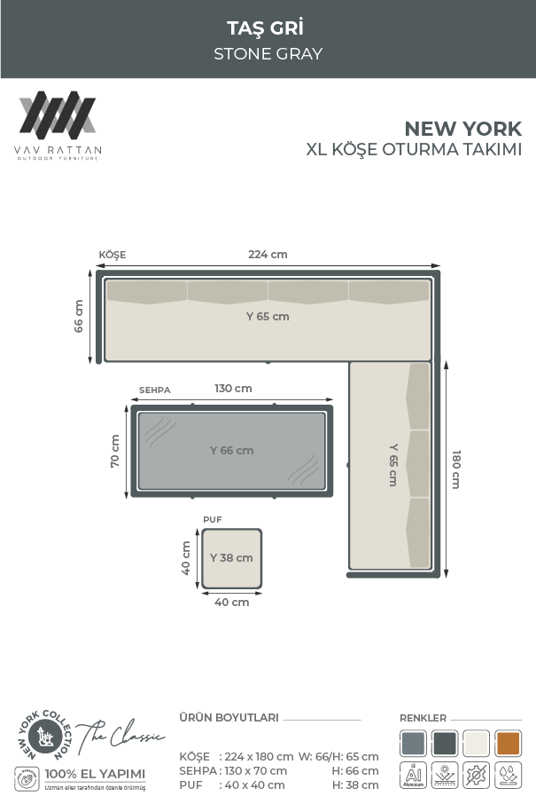 New York XL Köşe Oturma Takımı