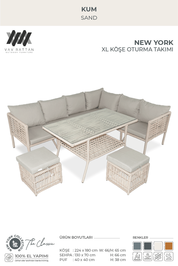 New York XL Köşe Oturma Takımı