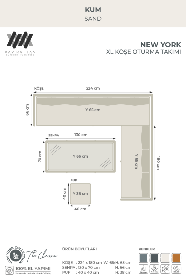 New York XL Köşe Oturma Takımı