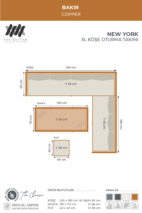 New York XL Köşe Oturma Takımı