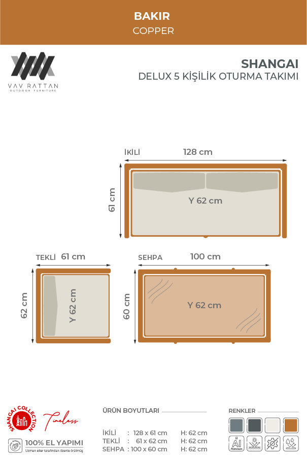 Shangai Delux 5 Kişilik Oturma Takımı