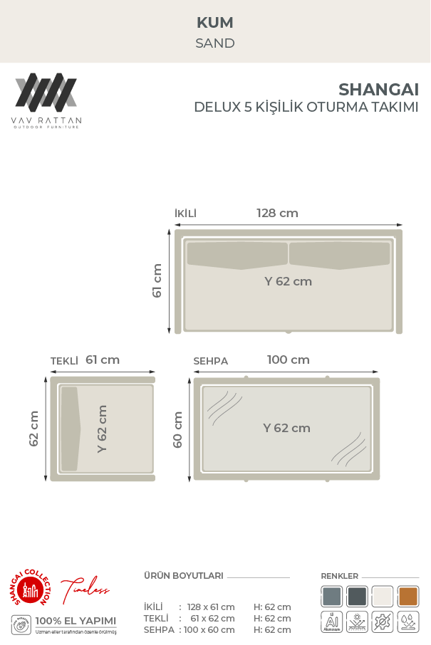 Shangai Delux 5 Kişilik Oturma Takımı