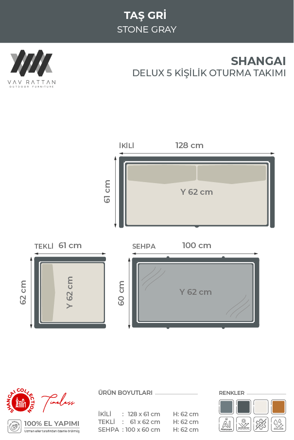 Shangai Delux 5 Kişilik Oturma Takımı