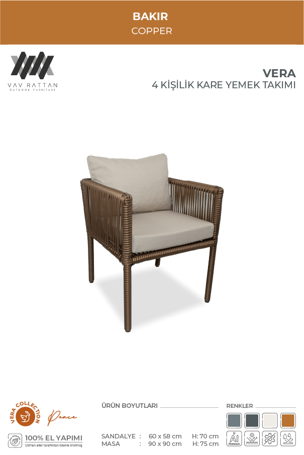Vera 4 Kişilik Kare Yemek Takımı