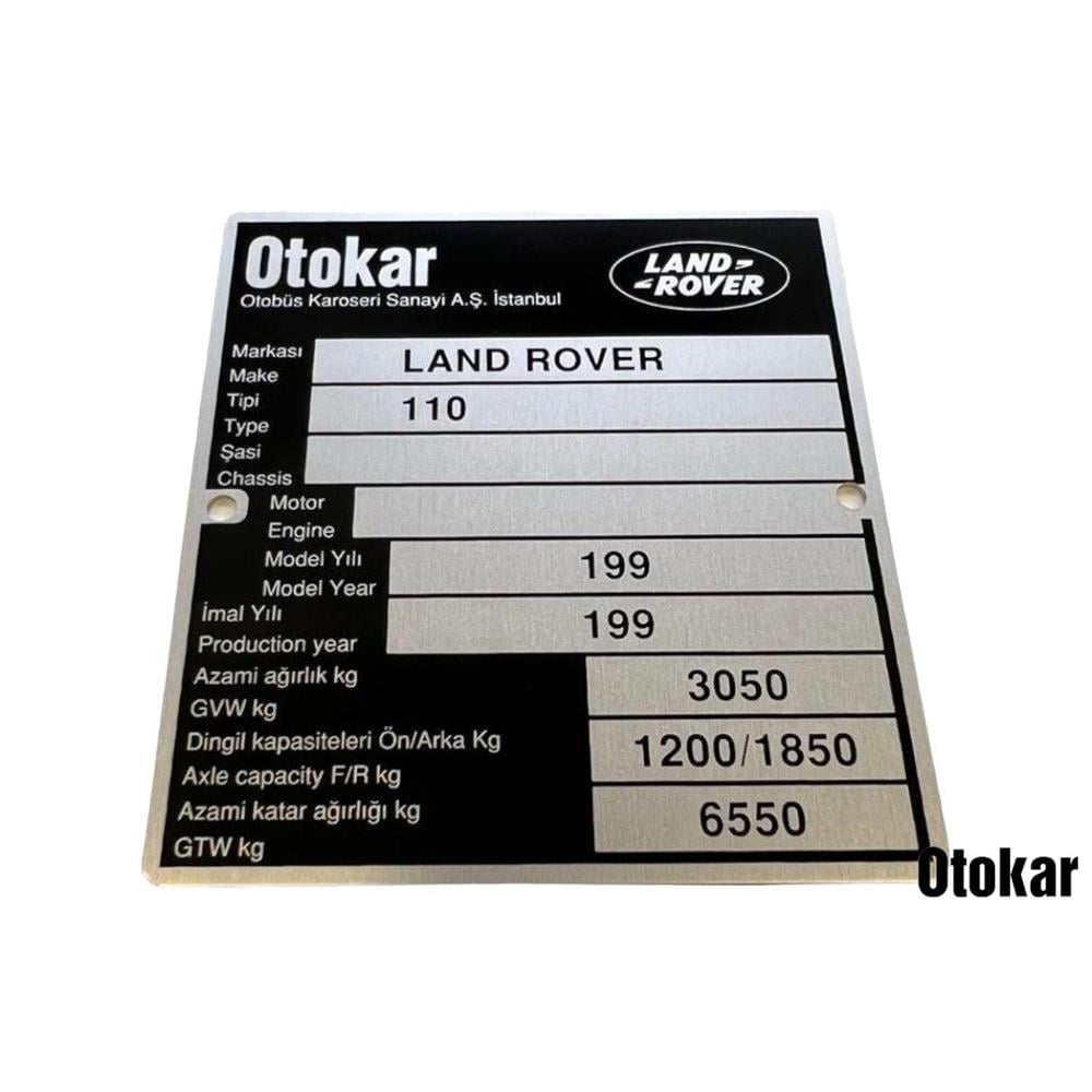 DEFENDER ARAÇ TANITIM ETİKETİ (PLAKET) 110 EM 71A00-72058-AC 