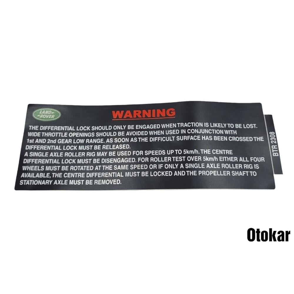 DİFERANSİYAL KİLİT İKAZ ETİKETİ DEFENDER BTR2308-LD