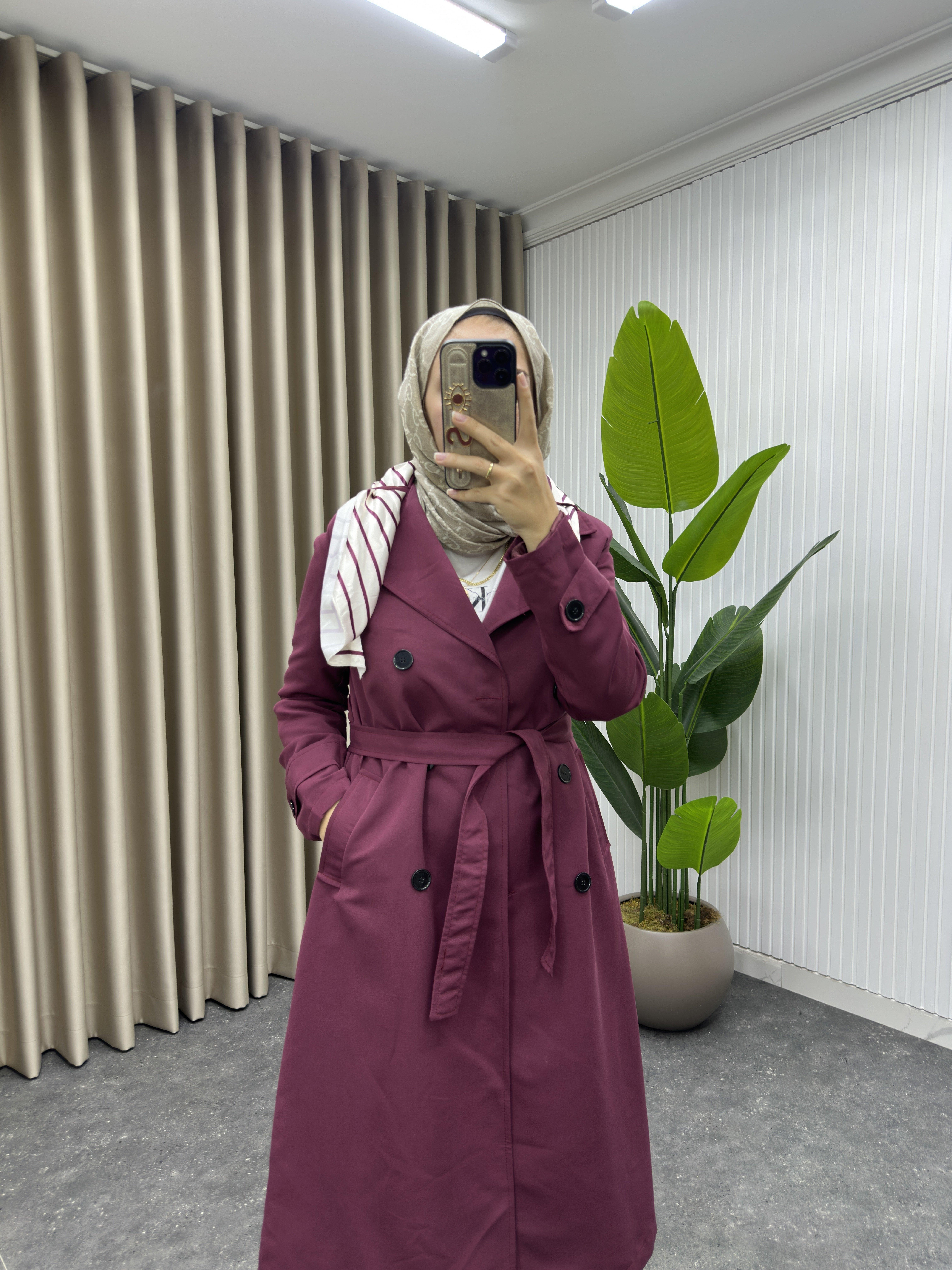 Fularlı Trench | Bordo