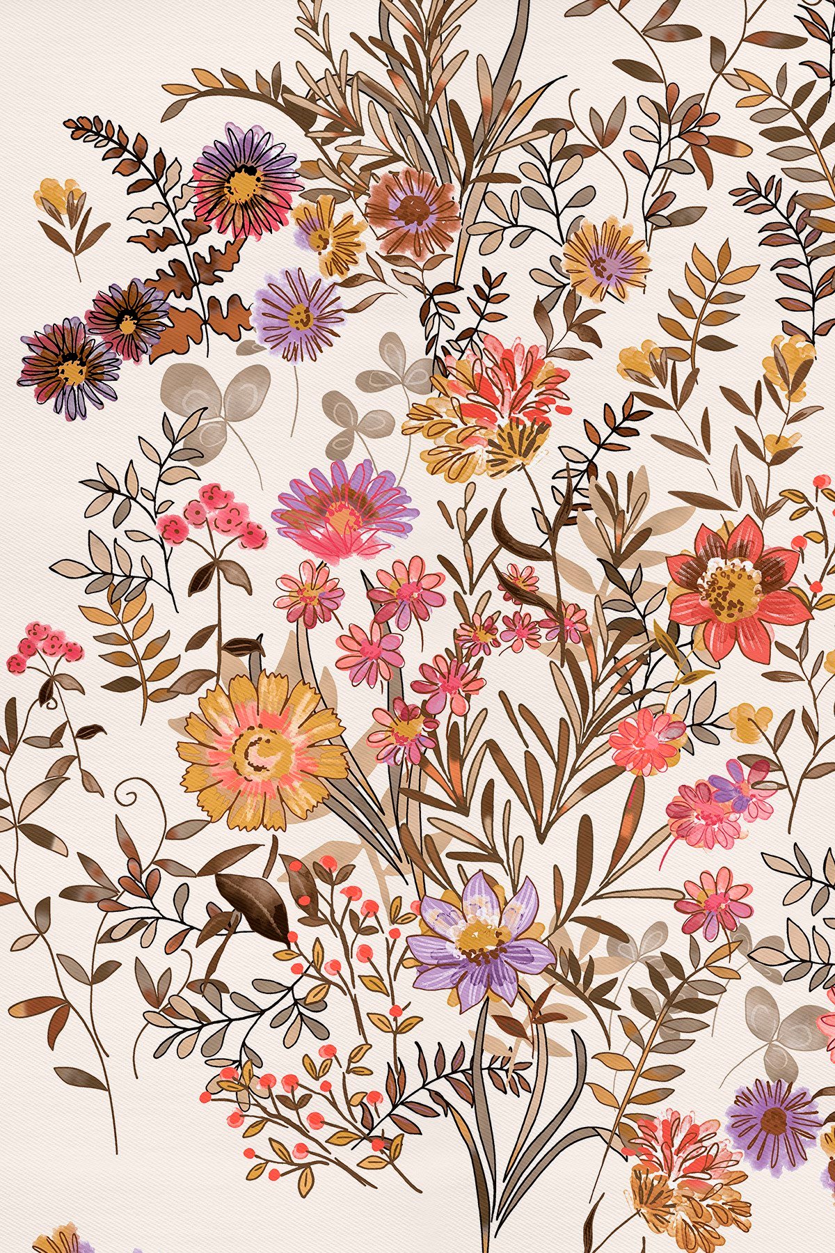 Arajman Desenli Twill İpek Eşarp