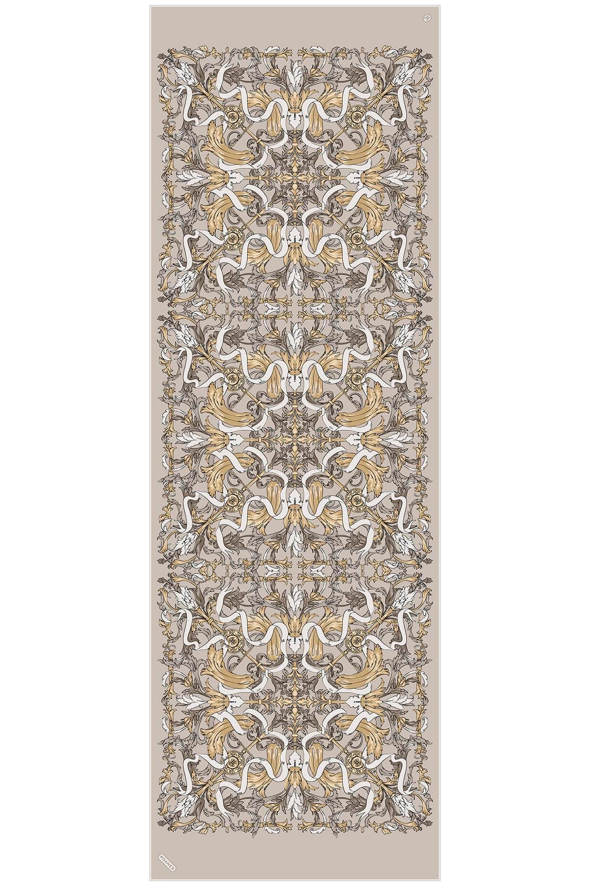 Barok Kurdele Desenli Krep İpek Şal